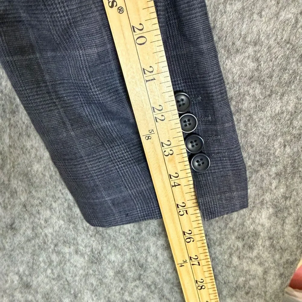 Tasso Elba Blazer Jacket Mens Blue Linen Sport Coat Summer Wedding Unstructured